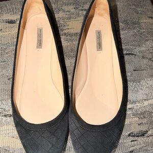 Bottega Veneta Dark Gray Quilted Rounded-Toe Flats